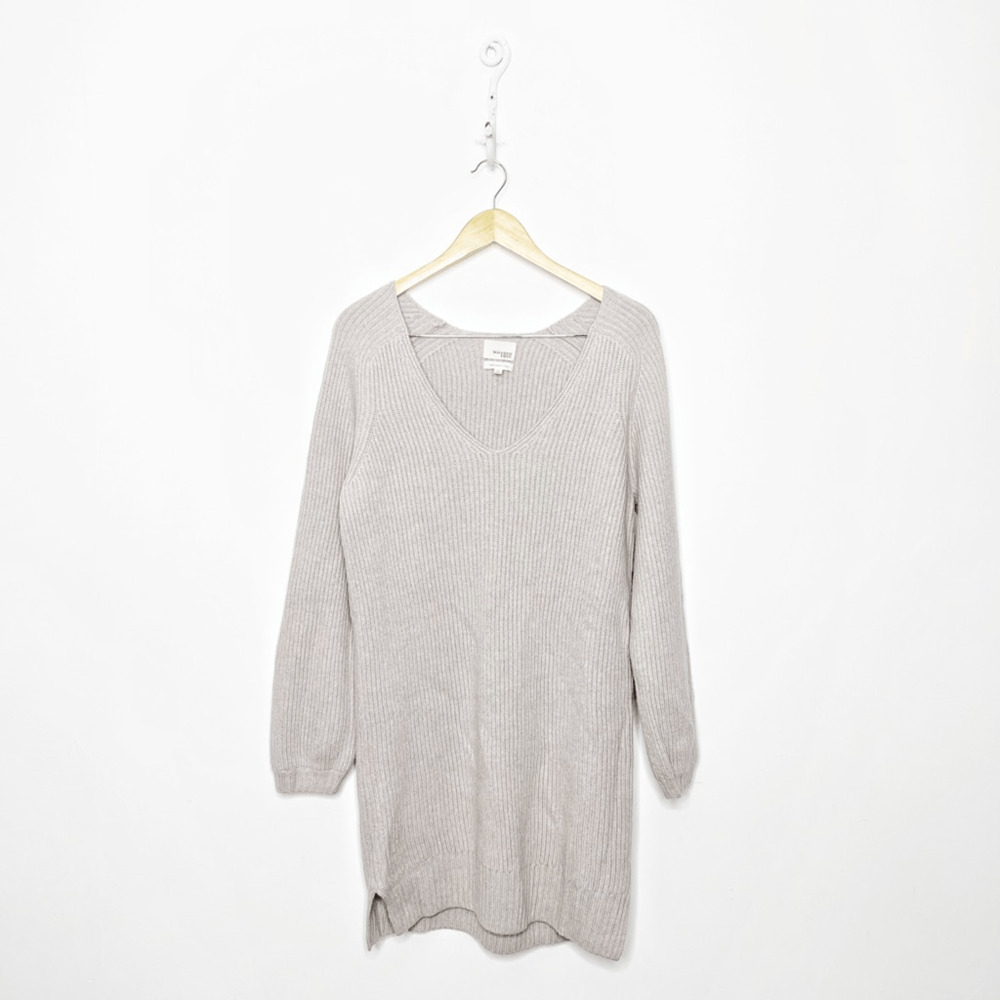 WILFRED FREE Wolter Sweater Waffle knit V neck sweater Heather Birch WOMENS M